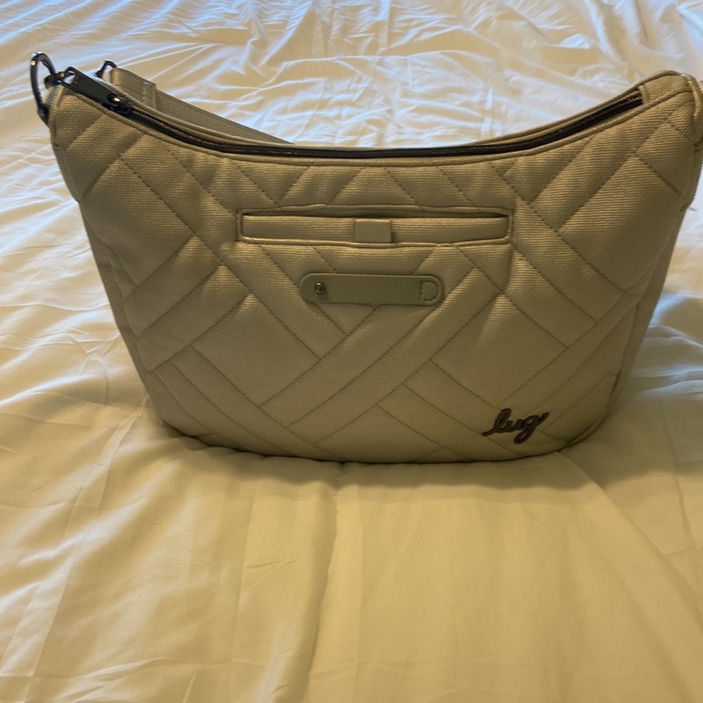 Lug Silver Quilted Shoulder Bag Crossbody Travel Lightweight Organizer - Picture 5 of 17